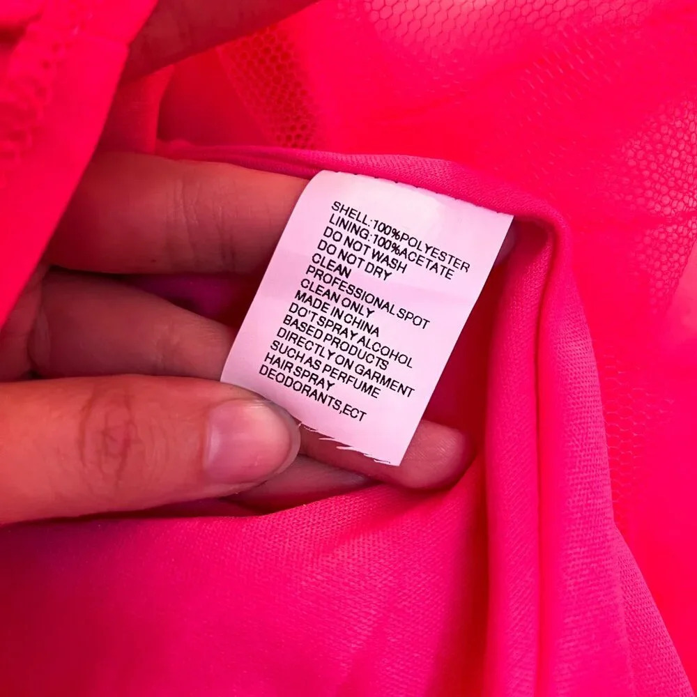 Mac Duggal Hot Pink Tulle V Neck Strapless Layered Preppy Mini Dress 6 NWT - Picture 10 of 10